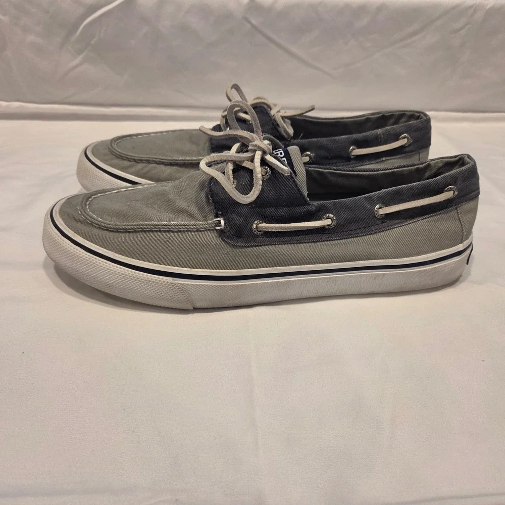 Sperry Top-Sider Mens Grey Navy Canvas Boat Shoes STS22018 Size 11